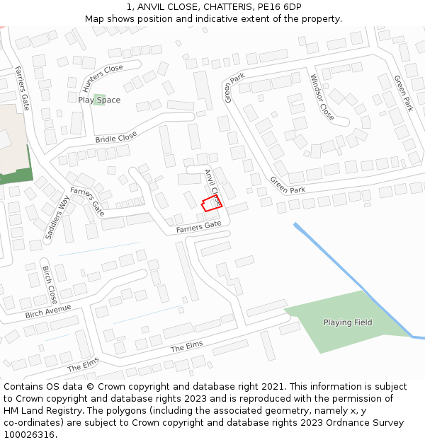 1, ANVIL CLOSE, CHATTERIS, PE16 6DP: Location map and indicative extent of plot