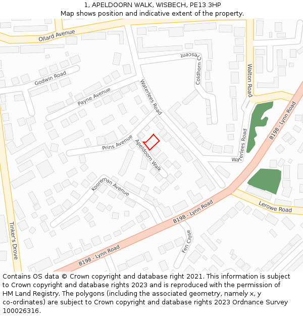 1, APELDOORN WALK, WISBECH, PE13 3HP: Location map and indicative extent of plot