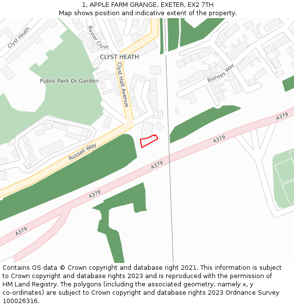 1, APPLE FARM GRANGE, EXETER, EX2 7TH: Location map and indicative extent of plot