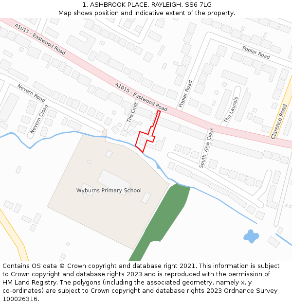 1, ASHBROOK PLACE, RAYLEIGH, SS6 7LG: Location map and indicative extent of plot