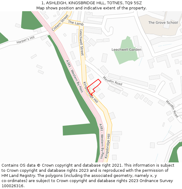 1, ASHLEIGH, KINGSBRIDGE HILL, TOTNES, TQ9 5SZ: Location map and indicative extent of plot