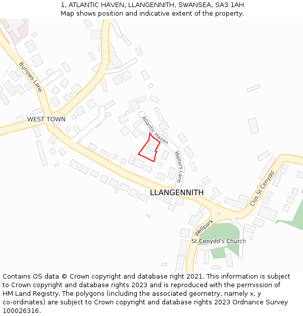 1, ATLANTIC HAVEN, LLANGENNITH, SWANSEA, SA3 1AH: Location map and indicative extent of plot