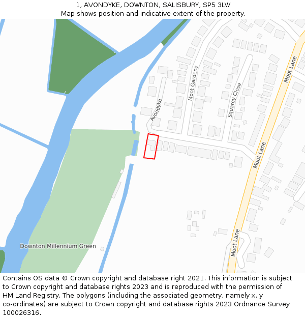 1, AVONDYKE, DOWNTON, SALISBURY, SP5 3LW: Location map and indicative extent of plot