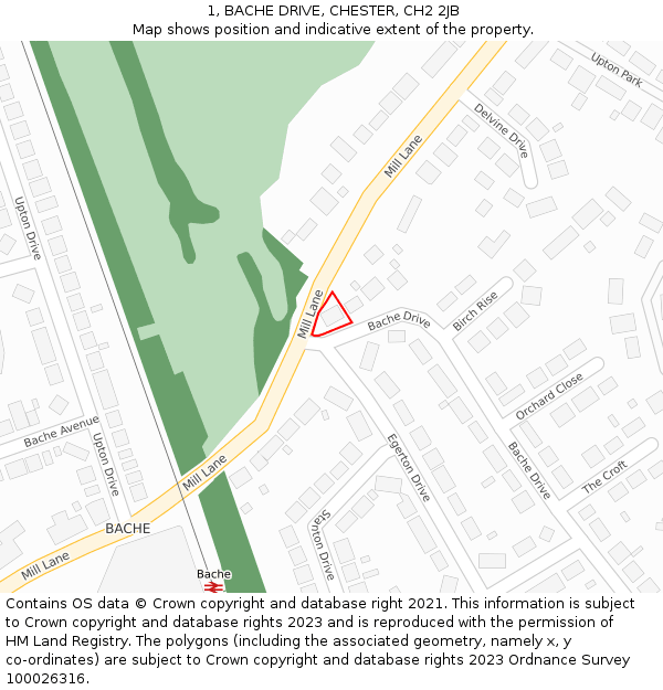 1, BACHE DRIVE, CHESTER, CH2 2JB: Location map and indicative extent of plot