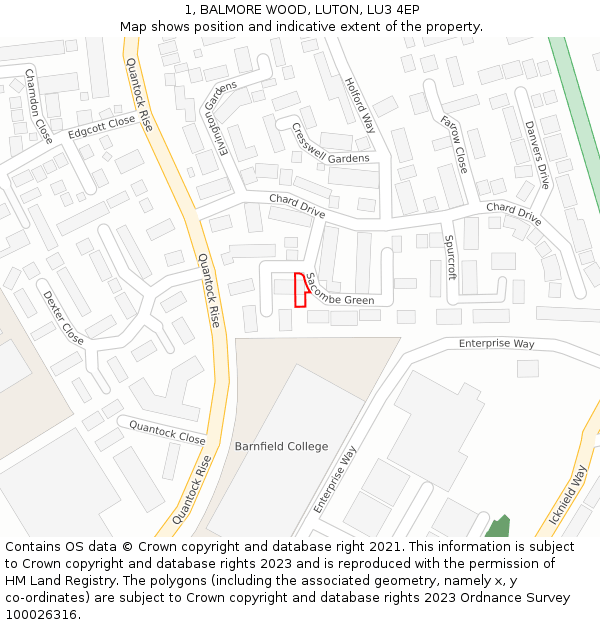 1, BALMORE WOOD, LUTON, LU3 4EP: Location map and indicative extent of plot