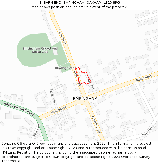 1, BARN END, EMPINGHAM, OAKHAM, LE15 8PG: Location map and indicative extent of plot