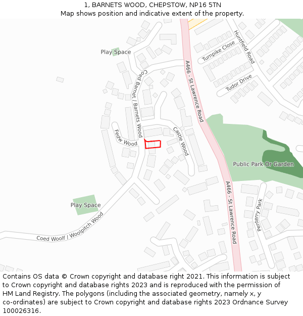 1, BARNETS WOOD, CHEPSTOW, NP16 5TN: Location map and indicative extent of plot