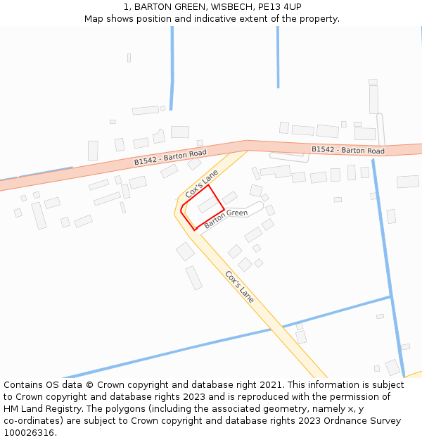 1, BARTON GREEN, WISBECH, PE13 4UP: Location map and indicative extent of plot
