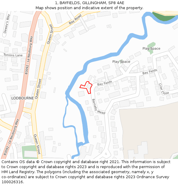 1, BAYFIELDS, GILLINGHAM, SP8 4AE: Location map and indicative extent of plot