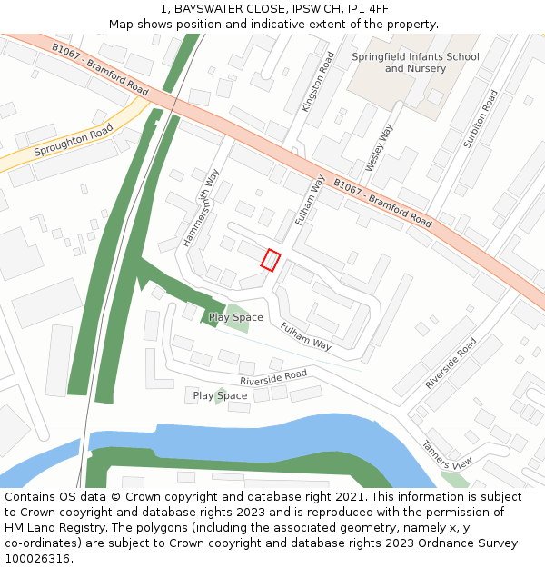 1, BAYSWATER CLOSE, IPSWICH, IP1 4FF: Location map and indicative extent of plot