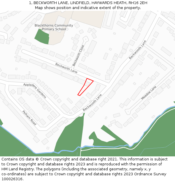 1, BECKWORTH LANE, LINDFIELD, HAYWARDS HEATH, RH16 2EH: Location map and indicative extent of plot