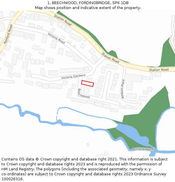 1, BEECHWOOD, FORDINGBRIDGE, SP6 1DB: Location map and indicative extent of plot