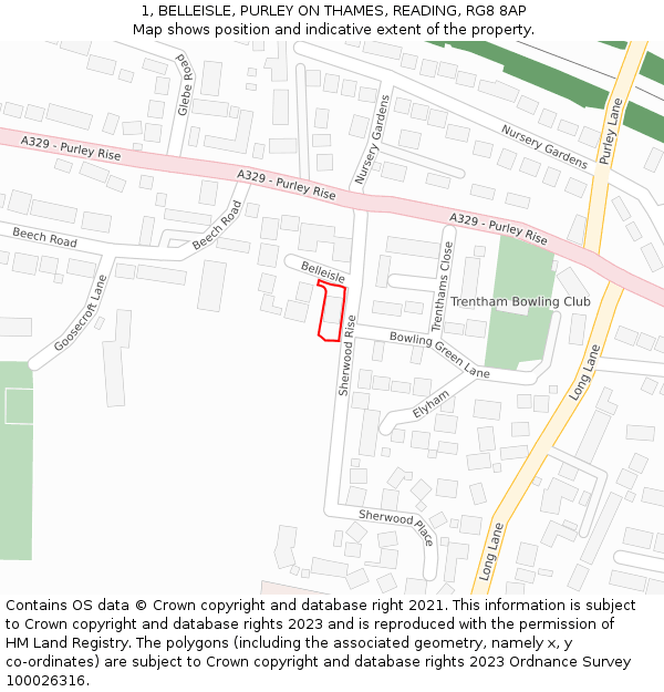 1, BELLEISLE, PURLEY ON THAMES, READING, RG8 8AP: Location map and indicative extent of plot