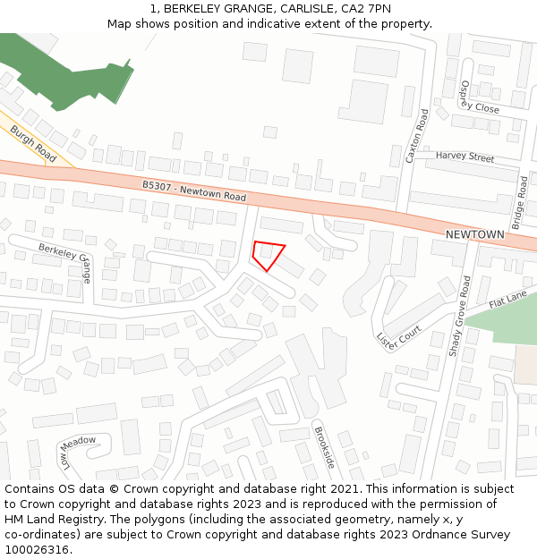 1, BERKELEY GRANGE, CARLISLE, CA2 7PN: Location map and indicative extent of plot