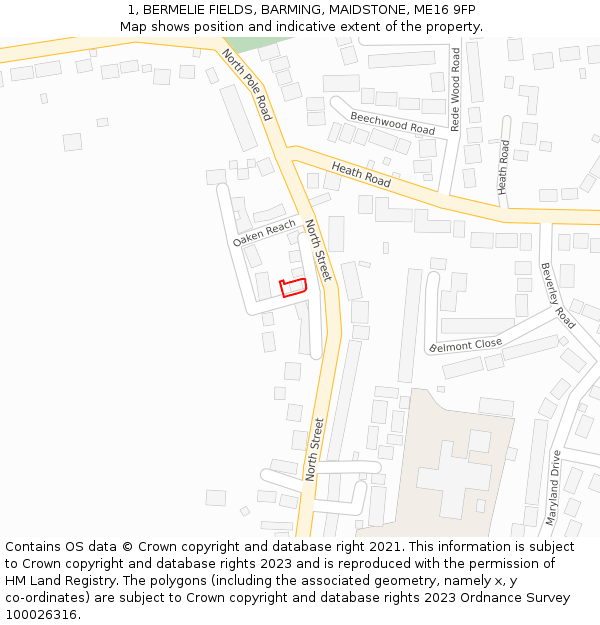 1, BERMELIE FIELDS, BARMING, MAIDSTONE, ME16 9FP: Location map and indicative extent of plot