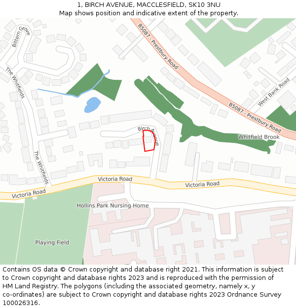 1, BIRCH AVENUE, MACCLESFIELD, SK10 3NU: Location map and indicative extent of plot