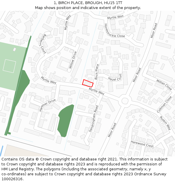 1, BIRCH PLACE, BROUGH, HU15 1TT: Location map and indicative extent of plot