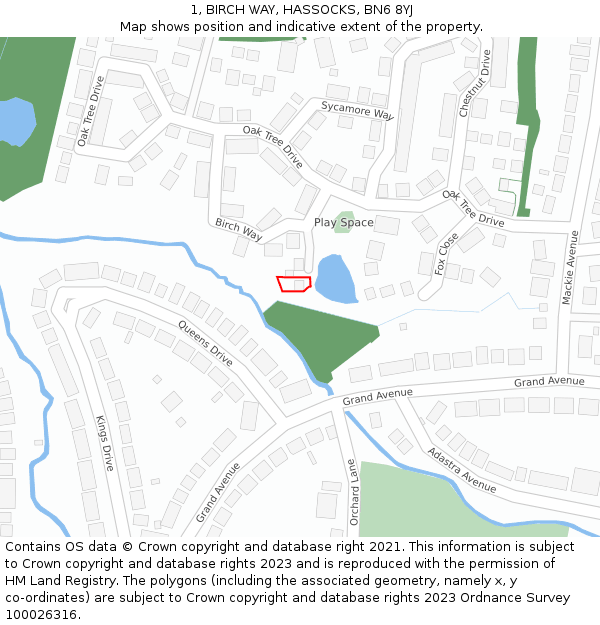 1, BIRCH WAY, HASSOCKS, BN6 8YJ: Location map and indicative extent of plot