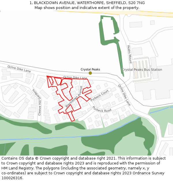 1, BLACKDOWN AVENUE, WATERTHORPE, SHEFFIELD, S20 7NG: Location map and indicative extent of plot