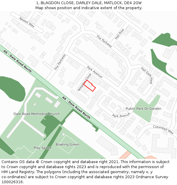 1, BLAGDON CLOSE, DARLEY DALE, MATLOCK, DE4 2GW: Location map and indicative extent of plot