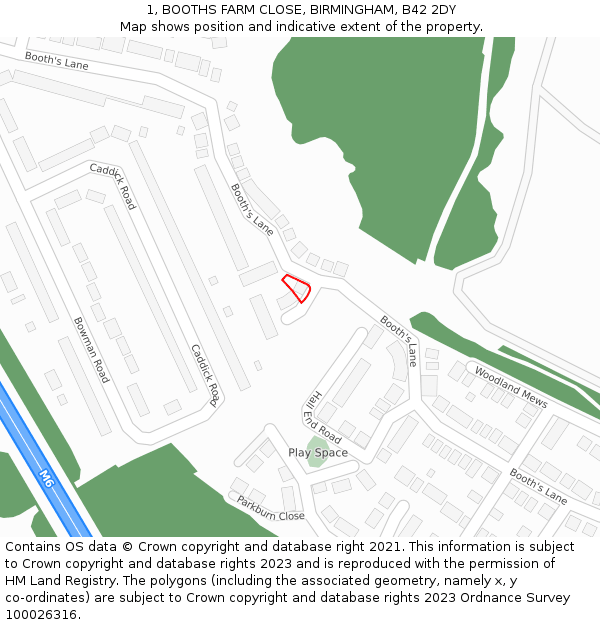 1, BOOTHS FARM CLOSE, BIRMINGHAM, B42 2DY: Location map and indicative extent of plot