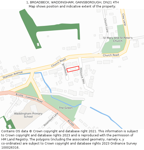 1, BROADBECK, WADDINGHAM, GAINSBOROUGH, DN21 4TH: Location map and indicative extent of plot