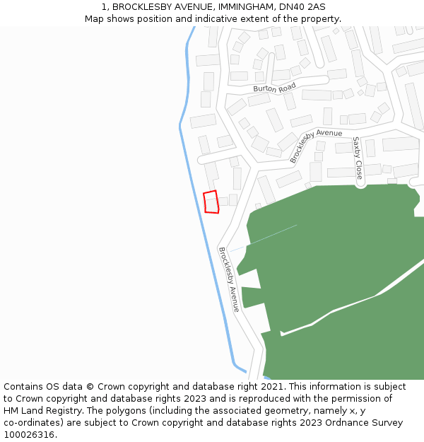 1, BROCKLESBY AVENUE, IMMINGHAM, DN40 2AS: Location map and indicative extent of plot