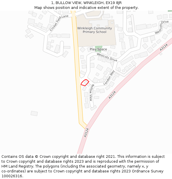 1, BULLOW VIEW, WINKLEIGH, EX19 8JR: Location map and indicative extent of plot