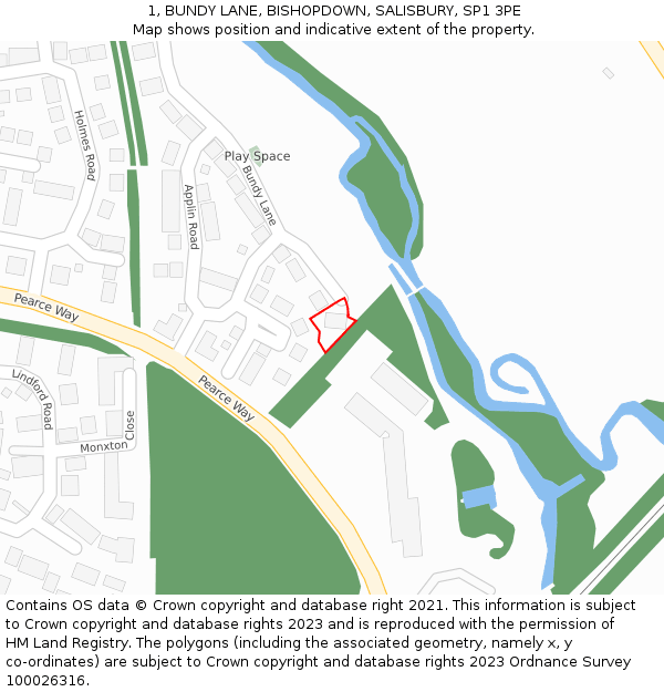1, BUNDY LANE, BISHOPDOWN, SALISBURY, SP1 3PE: Location map and indicative extent of plot