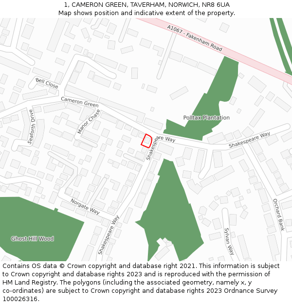 1, CAMERON GREEN, TAVERHAM, NORWICH, NR8 6UA: Location map and indicative extent of plot