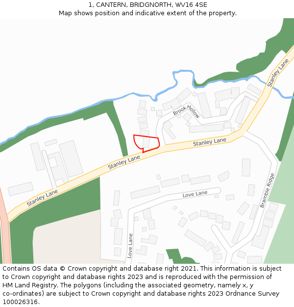 1, CANTERN, BRIDGNORTH, WV16 4SE: Location map and indicative extent of plot