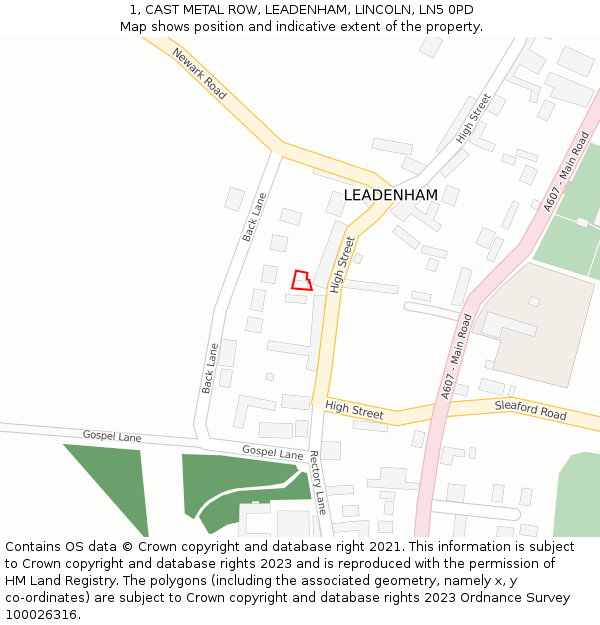 1, CAST METAL ROW, LEADENHAM, LINCOLN, LN5 0PD: Location map and indicative extent of plot