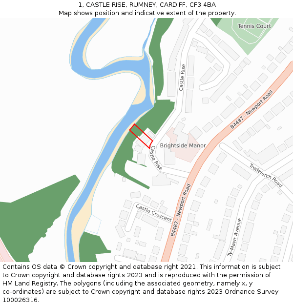 1, CASTLE RISE, RUMNEY, CARDIFF, CF3 4BA: Location map and indicative extent of plot