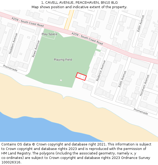 1, CAVELL AVENUE, PEACEHAVEN, BN10 8LG: Location map and indicative extent of plot