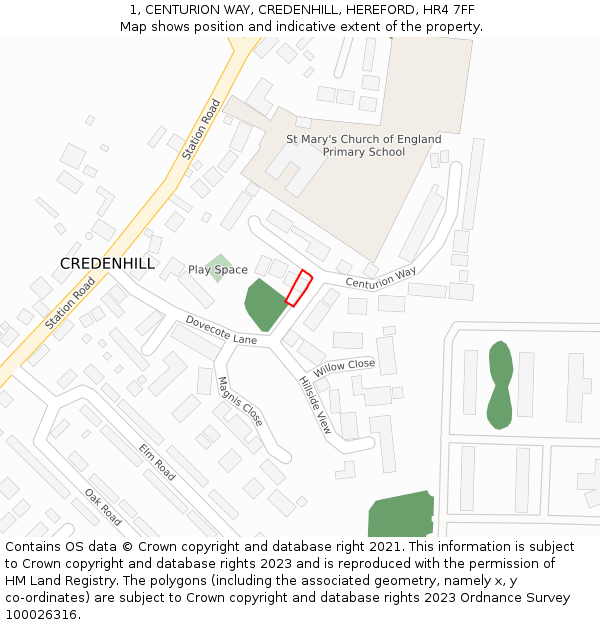 1, CENTURION WAY, CREDENHILL, HEREFORD, HR4 7FF: Location map and indicative extent of plot