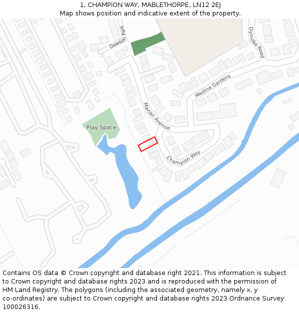 1, CHAMPION WAY, MABLETHORPE, LN12 2EJ: Location map and indicative extent of plot
