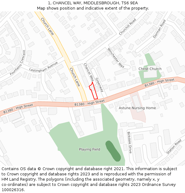 1, CHANCEL WAY, MIDDLESBROUGH, TS6 9EA: Location map and indicative extent of plot