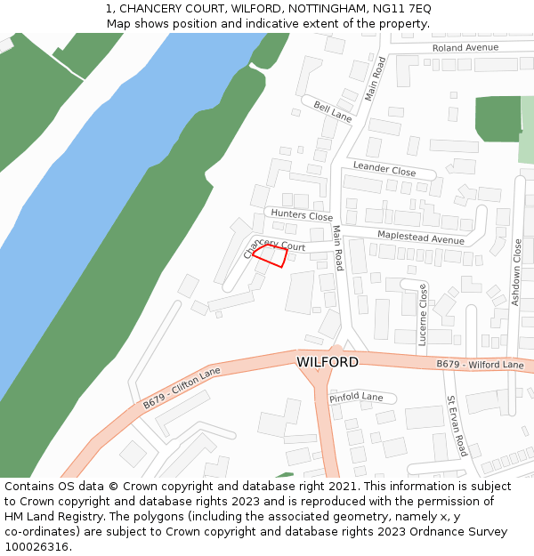 1, CHANCERY COURT, WILFORD, NOTTINGHAM, NG11 7EQ: Location map and indicative extent of plot