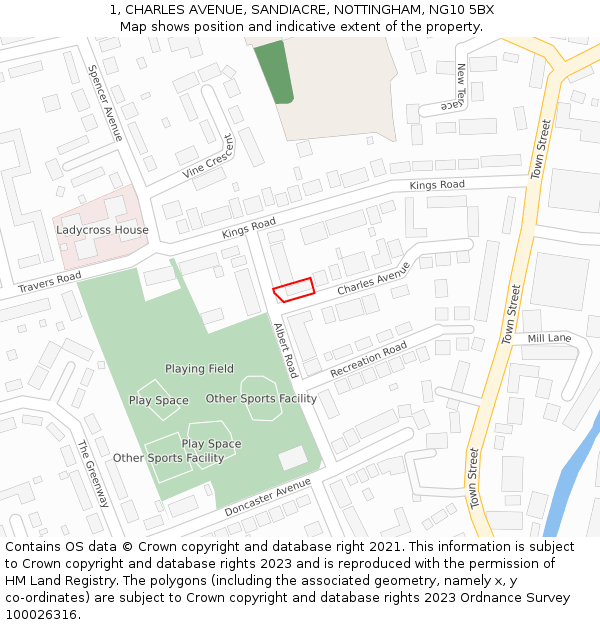 1, CHARLES AVENUE, SANDIACRE, NOTTINGHAM, NG10 5BX: Location map and indicative extent of plot