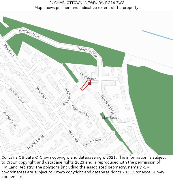 1, CHARLOTTOWN, NEWBURY, RG14 7WG: Location map and indicative extent of plot