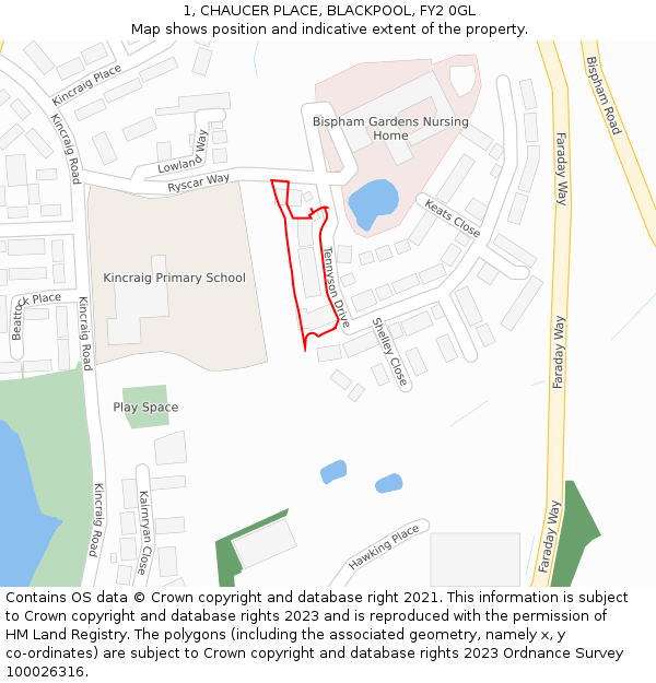 1, CHAUCER PLACE, BLACKPOOL, FY2 0GL: Location map and indicative extent of plot