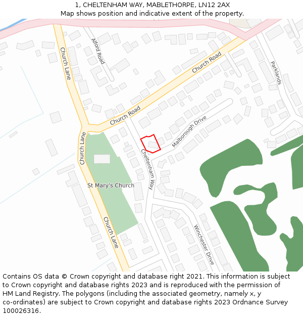 1, CHELTENHAM WAY, MABLETHORPE, LN12 2AX: Location map and indicative extent of plot