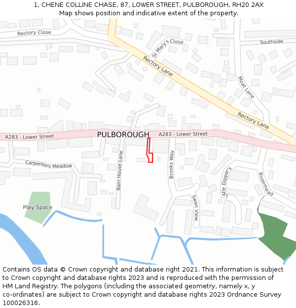 1, CHENE COLLINE CHASE, 87, LOWER STREET, PULBOROUGH, RH20 2AX: Location map and indicative extent of plot