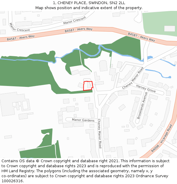 1, CHENEY PLACE, SWINDON, SN2 2LL: Location map and indicative extent of plot