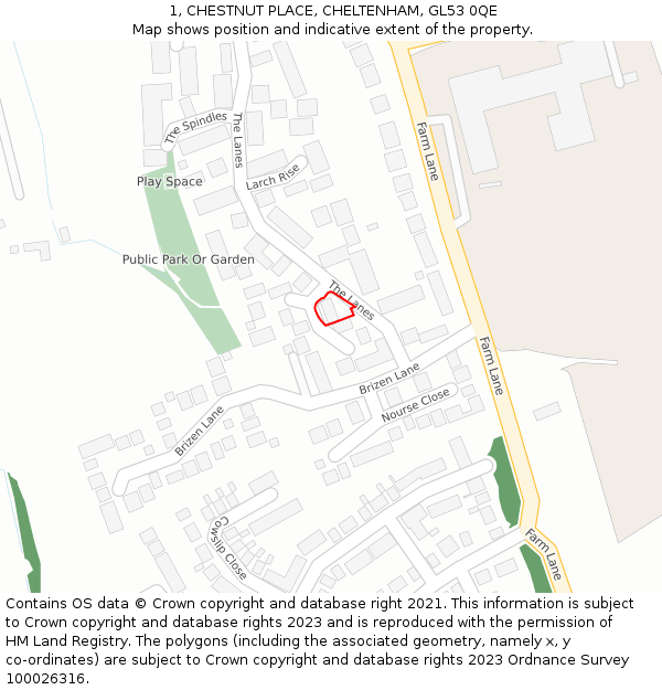 1, CHESTNUT PLACE, CHELTENHAM, GL53 0QE: Location map and indicative extent of plot