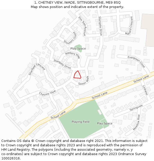 1, CHETNEY VIEW, IWADE, SITTINGBOURNE, ME9 8SQ: Location map and indicative extent of plot