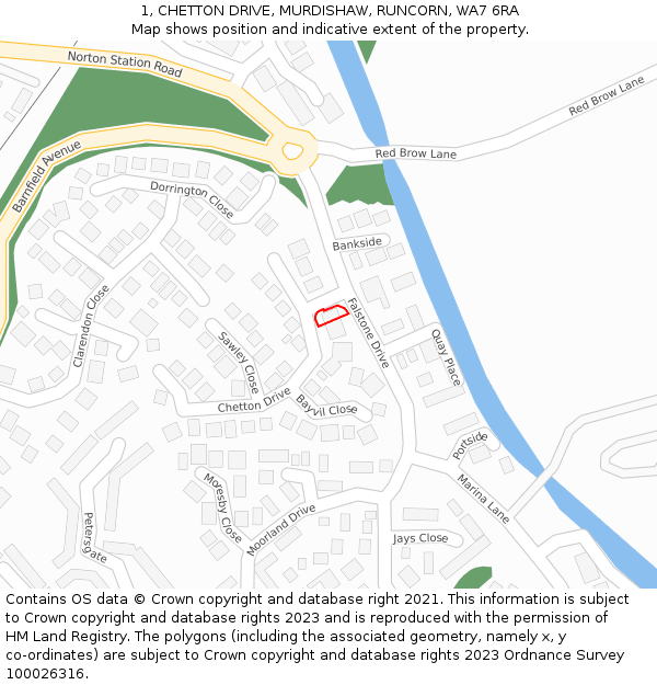 1, CHETTON DRIVE, MURDISHAW, RUNCORN, WA7 6RA: Location map and indicative extent of plot