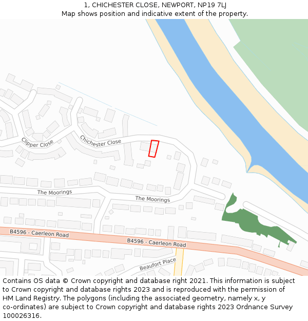 1, CHICHESTER CLOSE, NEWPORT, NP19 7LJ: Location map and indicative extent of plot