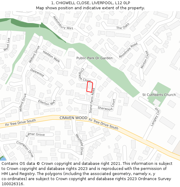 1, CHIGWELL CLOSE, LIVERPOOL, L12 0LP: Location map and indicative extent of plot