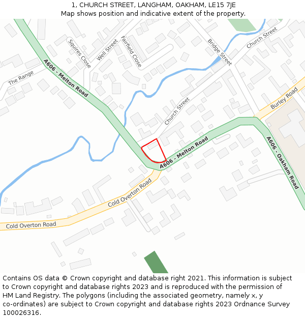 1, CHURCH STREET, LANGHAM, OAKHAM, LE15 7JE: Location map and indicative extent of plot